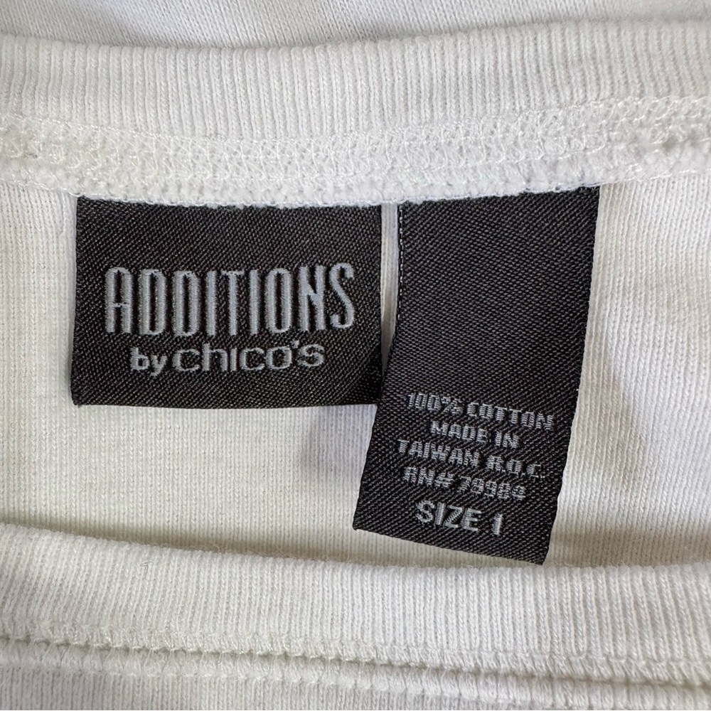 Chico’s 3 Piece Outfit Cropped Pants Cotton 3/4 Tee & Zip Front Jacket Size 1/M - Picture 15 of 15